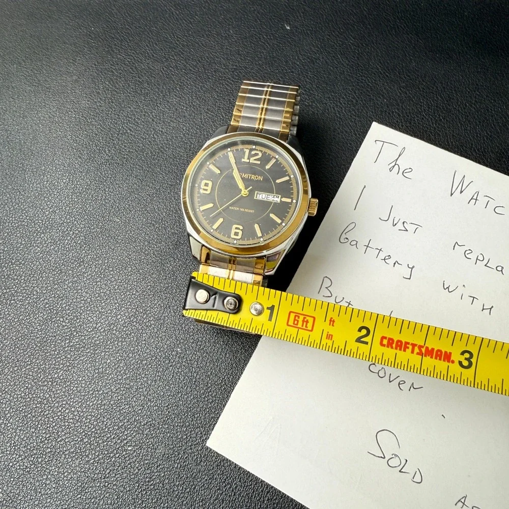 Armitron 20/4591TT Mens Two Tone Day-Date Expansion Band‎ Watch BACK NOT CLOSIN